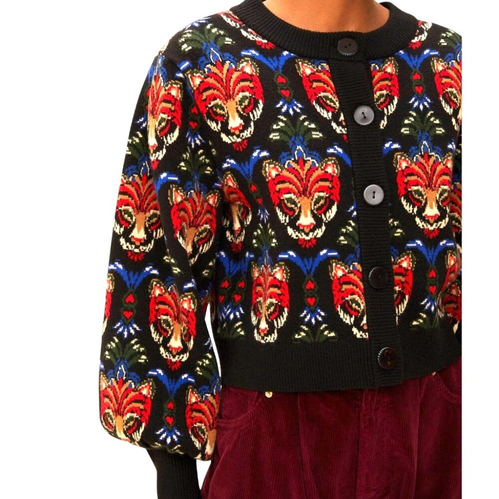 FARM Rio Black Boho Panther Cardigan - Picture 4 of 16